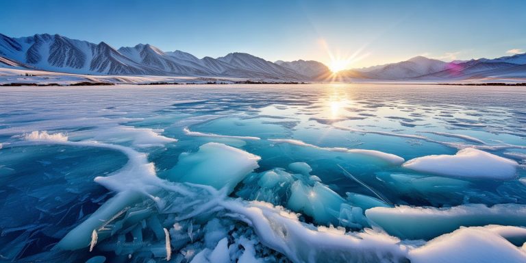 新疆赛里木湖现冰推奇景 美景如画吸引游客