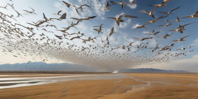 山东黄河口数十万候鸟迁徙如巨鲲 鲲鹏意象震撼网友