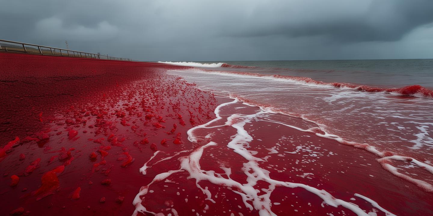 伊朗暴雨后海滩现血红色奇观 土壤富含氧化铁插图 伊朗暴雨后海滩现血红色奇观 土壤富含氧化铁