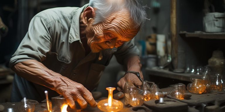 广东吹玻璃工人30年练成青蛙脸 肌肉拉伤变形被称职业特色