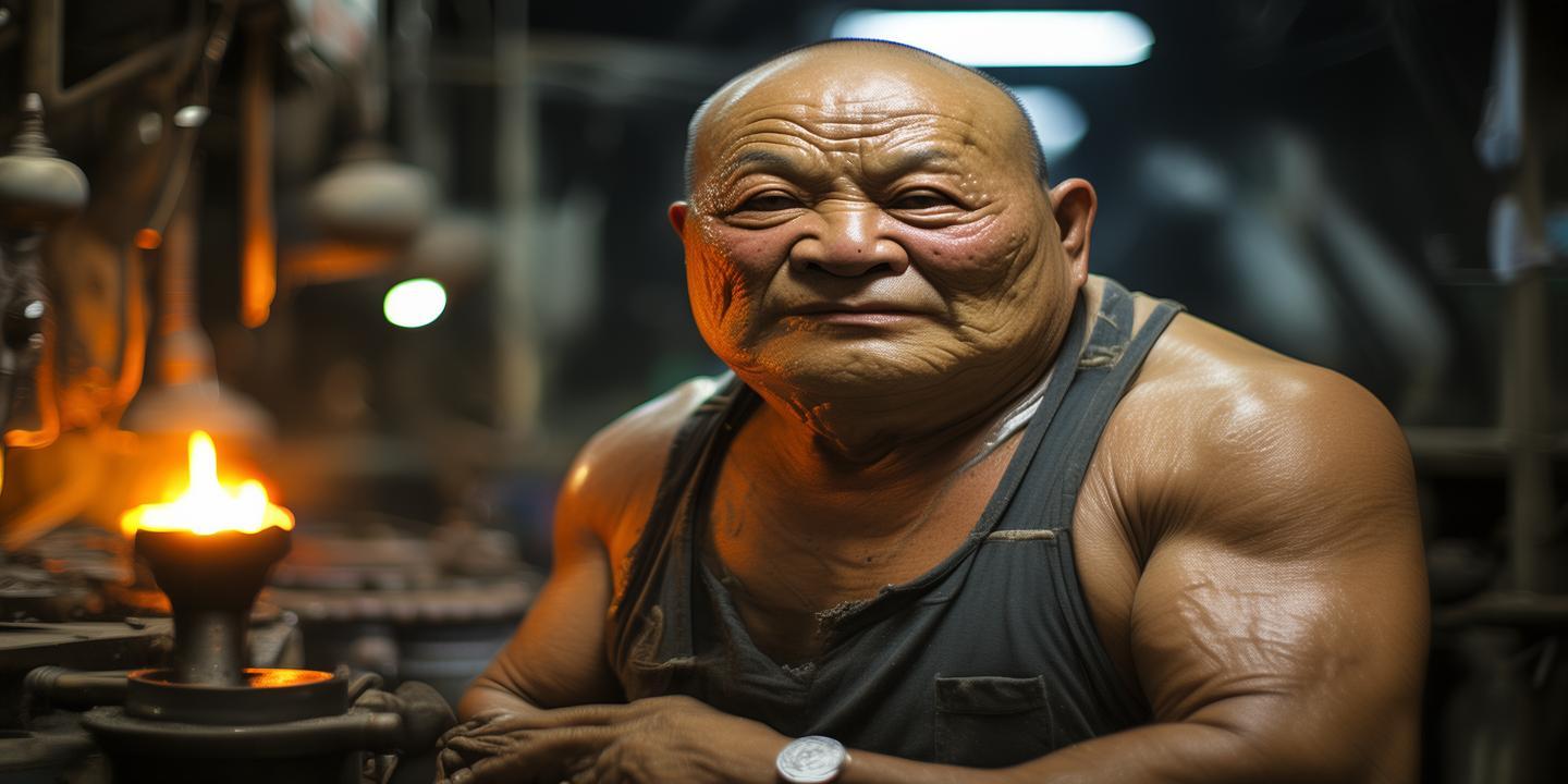 广东吹玻璃师傅30年练就青蛙脸 肌肉发达被戏称蛤蟆功插图 广东吹玻璃师傅30年练就青蛙脸 肌肉发达被戏称蛤蟆功