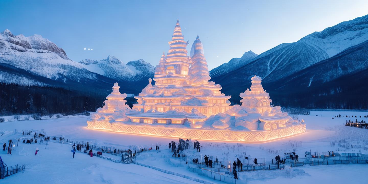 长白山巨型雪雕云顶天宫惊艳亮相 引爆冰雪旅游热潮