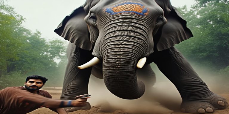 印度男子自拍野象被踩死 象鼻抽打酿惨剧