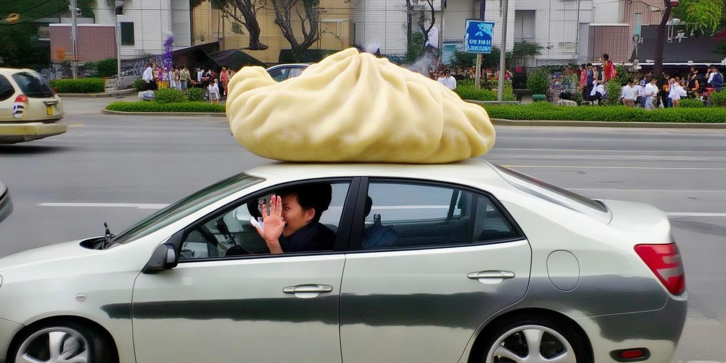 山东临沂路口惊现车顶饺子行驶未洒 车主幽默回应已享美味