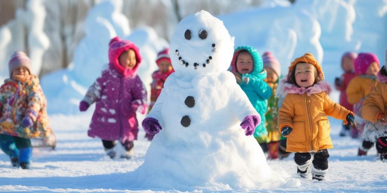 东北萌娃创意拍雪人引爆网络 哈尔滨冰雪之旅新体验