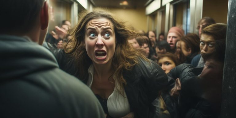 早高峰女子占电梯被推后扭打 乘客行为引热议