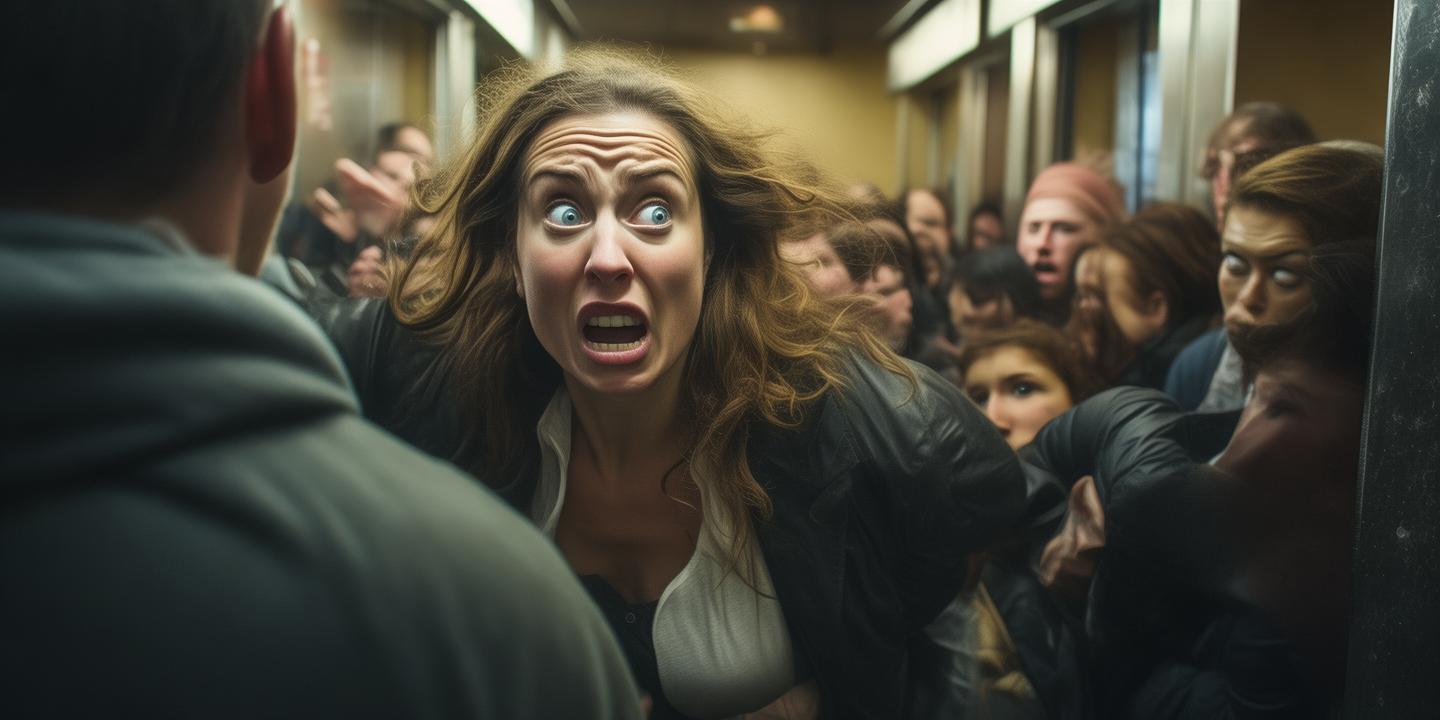 早高峰女子占电梯被推后扭打 乘客行为引热议