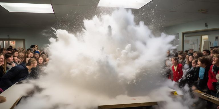 液氮实验课堂炸裂 学生惊叹白雾爆炸科学魅力