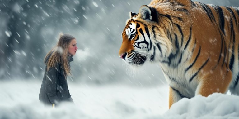 雪夜惊魂：女子与东北虎对峙五分钟实录