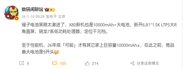 荣耀X80千元机首发10000mAh大电池 全面覆盖超长续航插图1