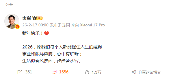 雷军马年新春祝福温暖人心 握住人生缰绳寓意深远插图1