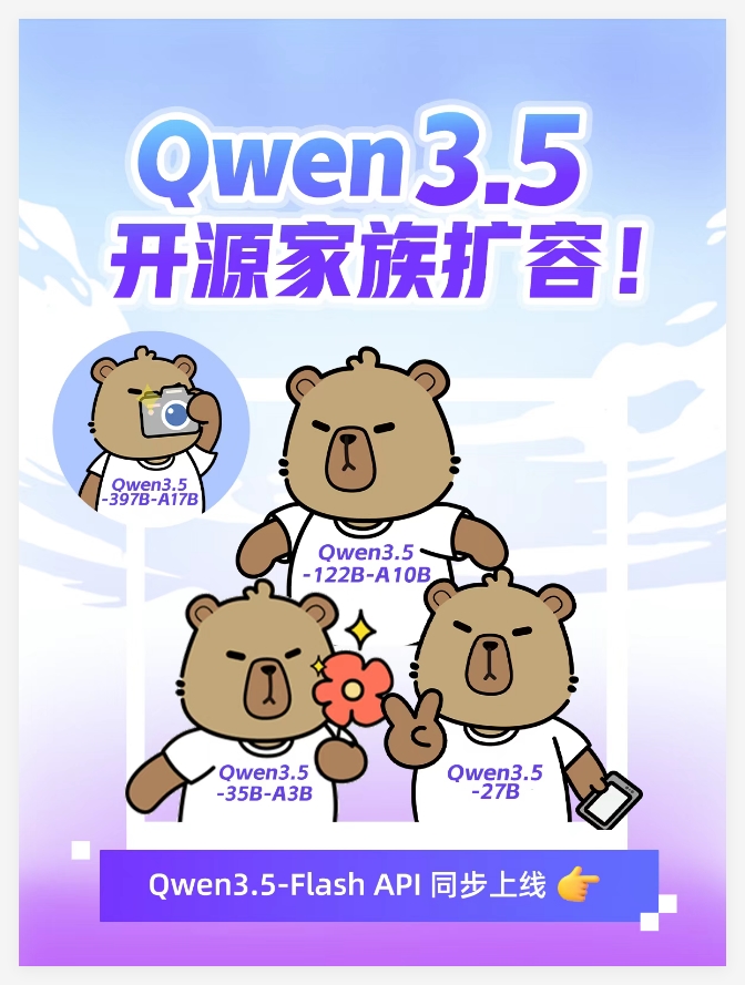 通义千问Qwen3.5开源家族扩容发布多款模型及托管服务插图1 通义千问Qwen3.5开源家族扩容发布多款模型及托管服务插图1
