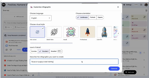 Google NotebookLM 信息图自定义样式功能正式上线