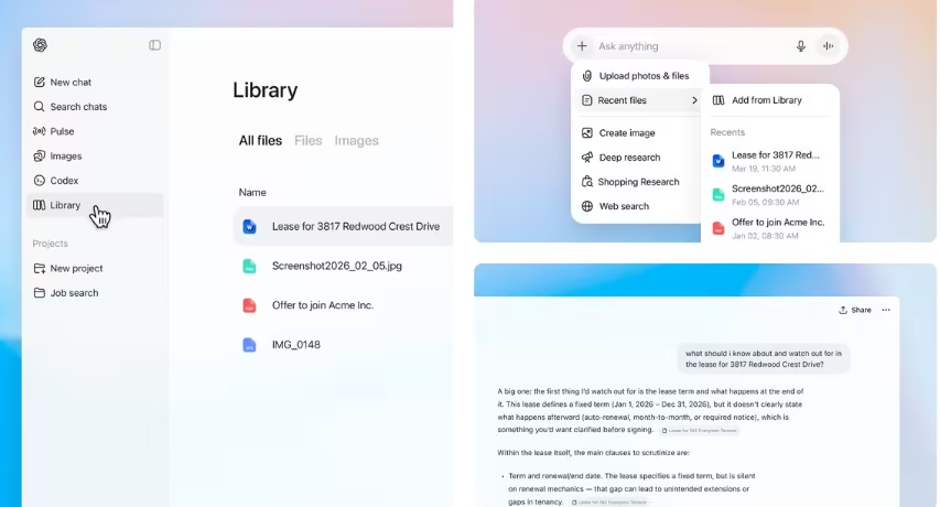 ChatGPT 变身“云网盘”：付费用户迎来 Library 功能，文档图片跨对话调用