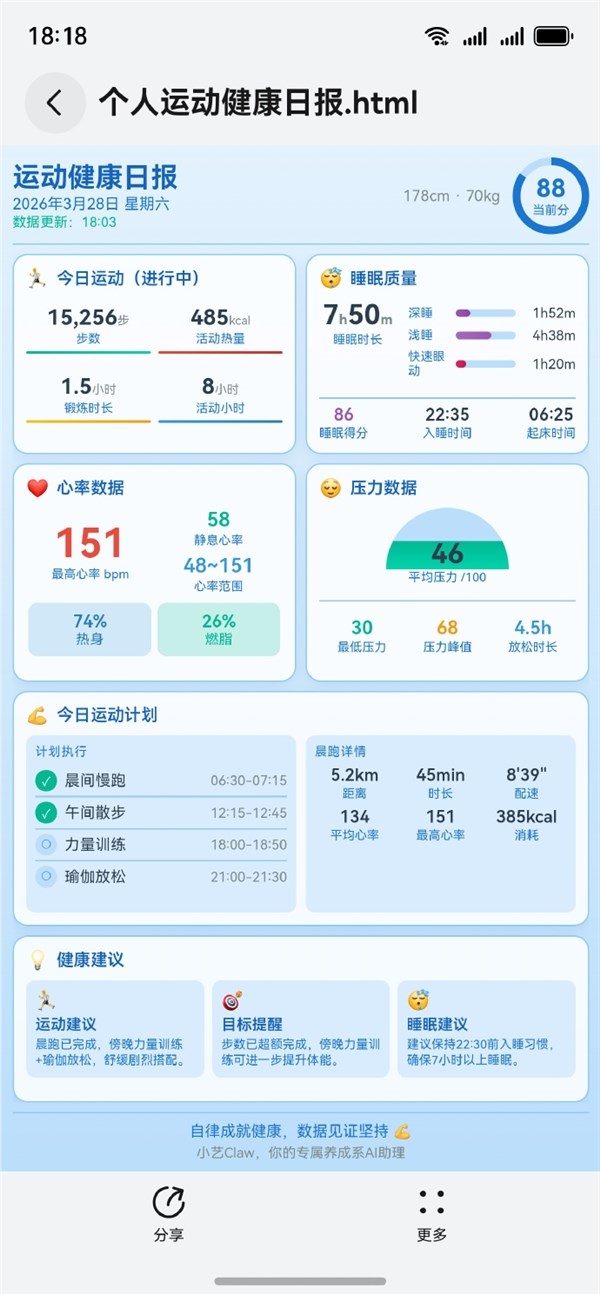 华为鸿蒙小艺Claw智能健康管理新功能上线插图3 华为鸿蒙小艺Claw智能健康管理新功能上线插图3