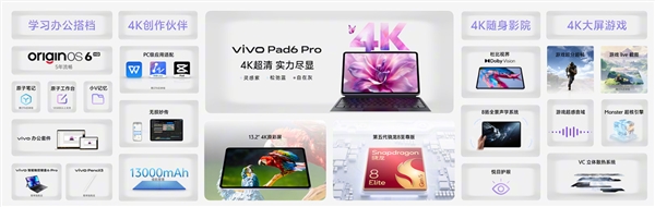 vivo Pad6 Pro发布：4K原彩屏+骁龙8E5旗舰配置震撼登场插图4