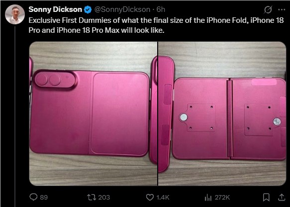 iPhone 18 Pro系列机模抢先看！灵动岛瘦身 拍照键保留