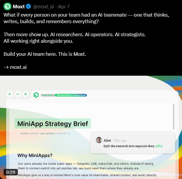 Moxt Agent-Native工作空间上线 AI员工自动清理95%噪音提升效率插图1