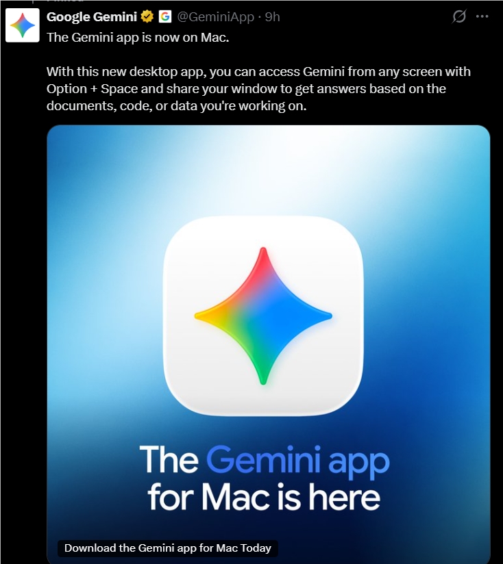 谷歌Gemini Mac版来了，三大AI全部登陆苹果桌面，抢占入口的战争打响