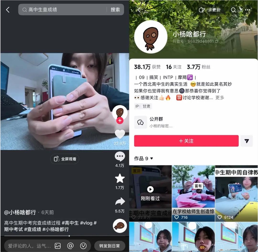 两月涨粉近500万，这届网友为何追更县城高中生vlog