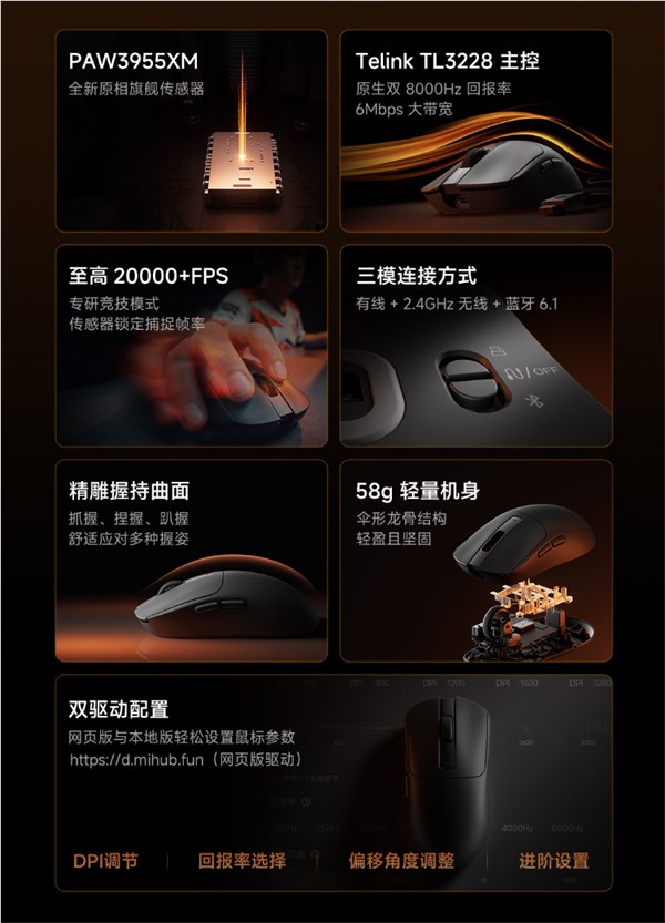 349元！小米电竞鼠标2开启众筹：原相PAW3955XM、原生双8KHz
