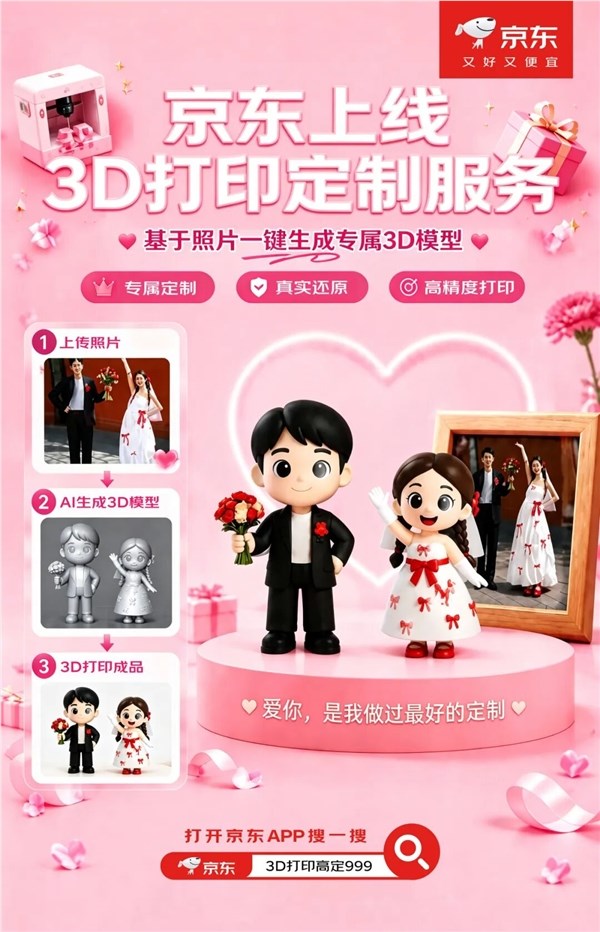 京东宣布上线3D打印定制服务:照片秒变人偶 宠物也能做手办 超还原插图 京东宣布上线3D打印定制服务:照片秒变人偶 宠物也能做手办 超还原