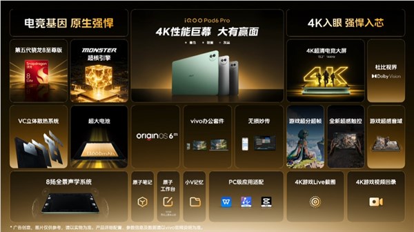 iQOO Pad6 Pro旗舰游戏平板发布 4K巨幕性能强劲 4299元起售插图1
