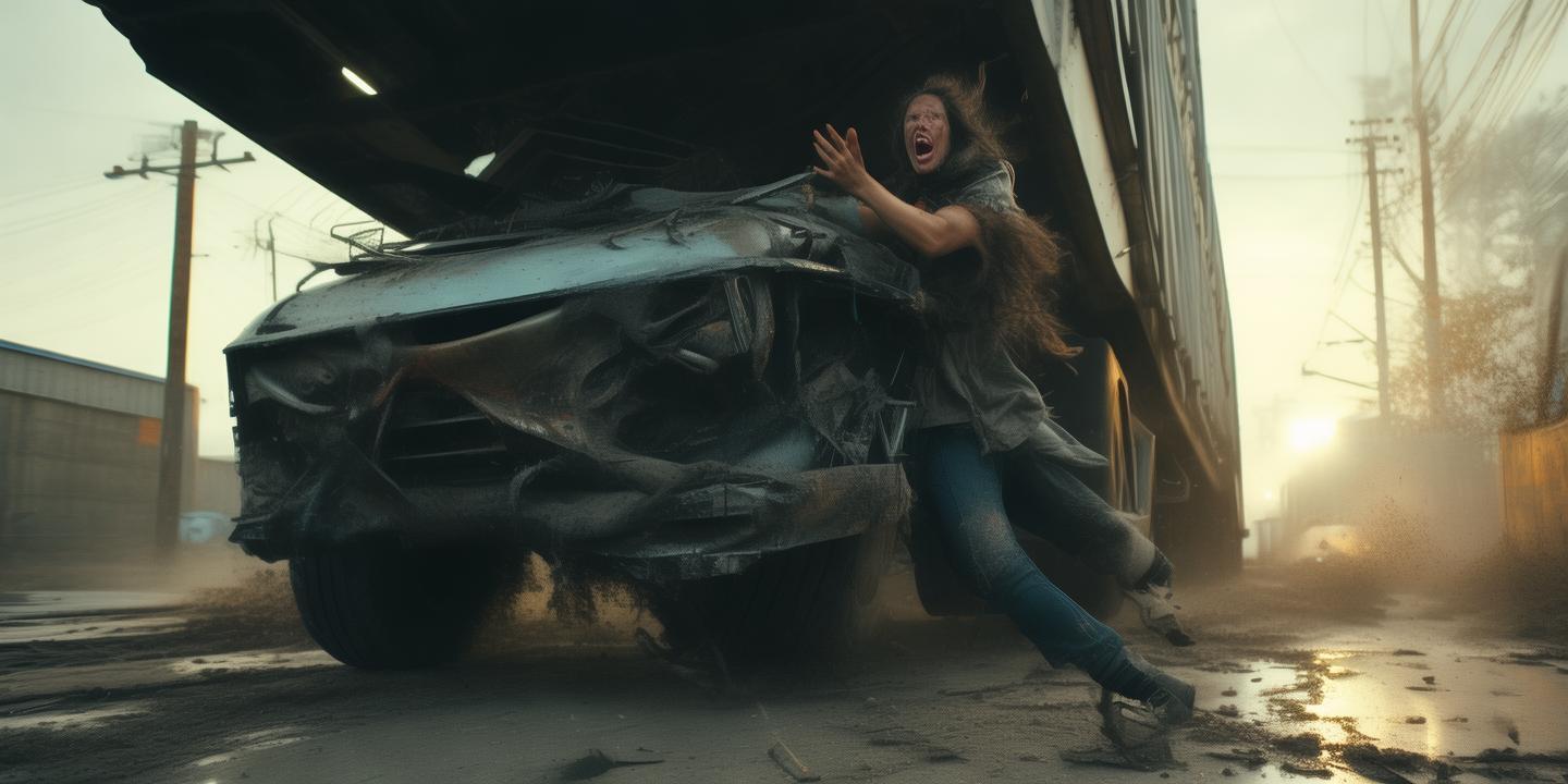 电动车被货车卷车底拖行十几米 女子奋力爬出门牙折损