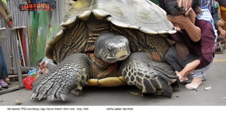 海南男子路边摊被鳖咬住手臂 火烧捏鼻均无效最终松口