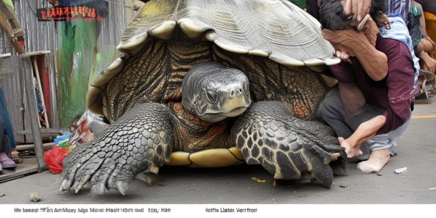 海南男子路边摊被鳖咬住手臂 火烧捏鼻均无效最终松口