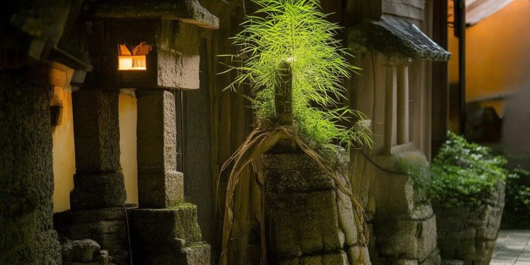 绍兴竹子穿灯杆而出成网红“竹坚强”生命力震撼