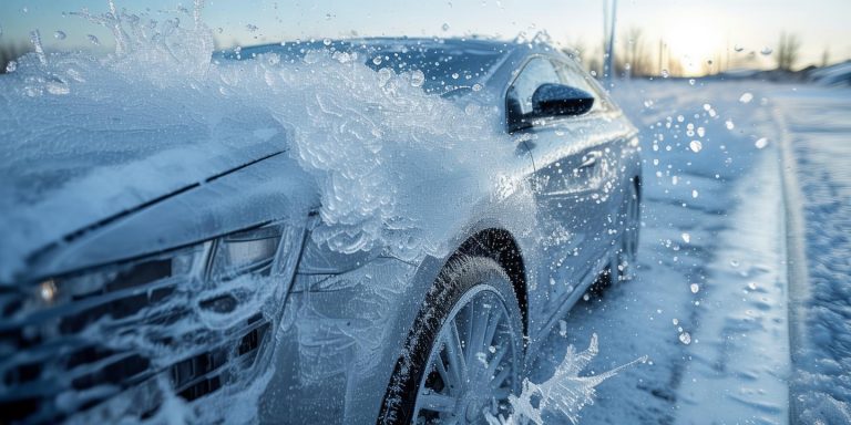 沈阳零下30度洗车秒变冰糖车 水花冻结奇观