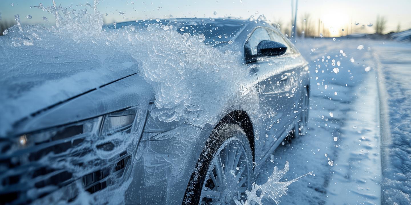 沈阳零下30度洗车秒变冰糖车 水花冻结奇观
