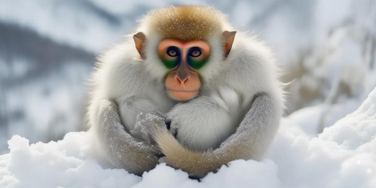 雪山萌猴成精 蜷缩如猕猴桃引发全网热传