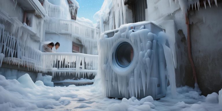 安徽女子阳台水管爆裂 洗衣机被冰封成冰河世纪场景