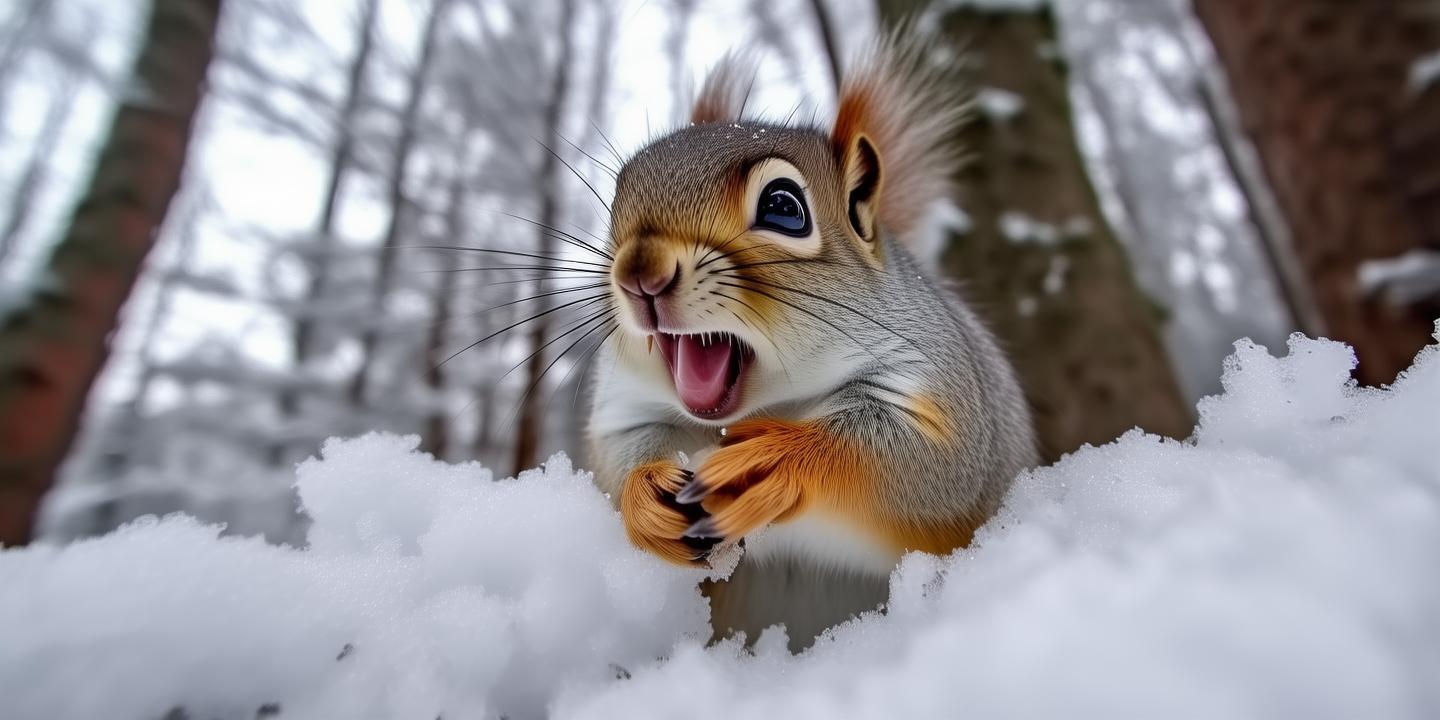 小松鼠啃雪寻冰冻坚果上热搜 板牙儿冰冰凉成热评插图 小松鼠啃雪寻冰冻坚果上热搜 板牙儿冰冰凉成热评