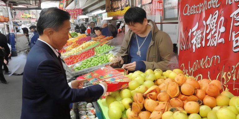 黄仁勋现身上海菜市场买水果签红包 老板要做条幅留纪念