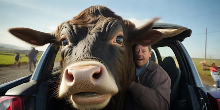 车主强行塞牛进本田后备箱 牛不堪其扰网友调侃空间太小