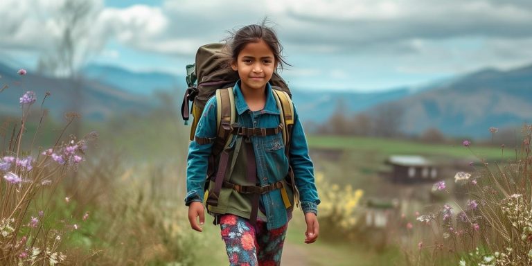 8岁女孩徒步117公里回老家过年 妈妈全程记录成长与挑战