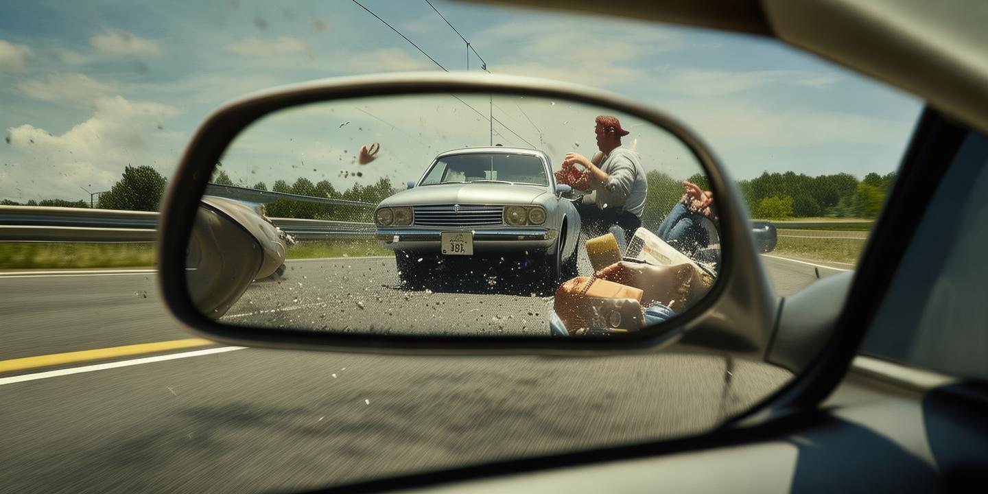 前车行李箱被风吹开沿途散落 后车司机多次提醒避免事故