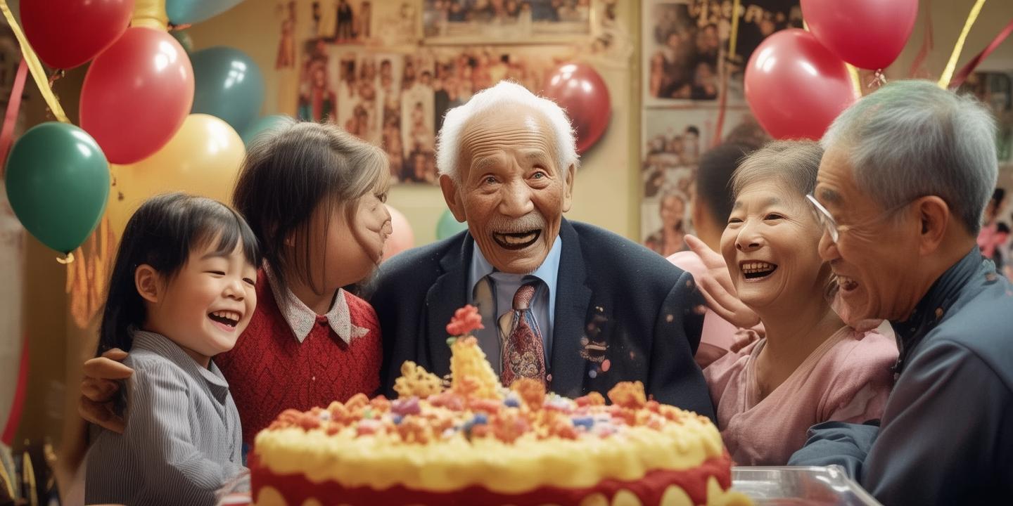 109岁长寿老人与9岁重外孙女五世同堂共庆生日