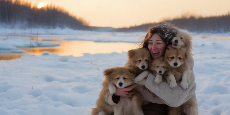黑龙江雪地惊现暖心救援故事 女子被流浪狗追车后喜得三只幼崽