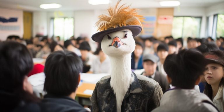 广西南宁理工学院“鹅学长”闯教室与学生共听课成校园新宠