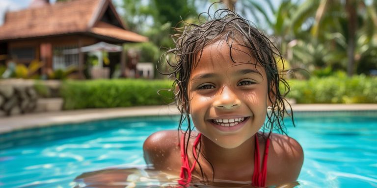 9岁女孩泰国学仰泳晒成酱油色 自嘲心态超好