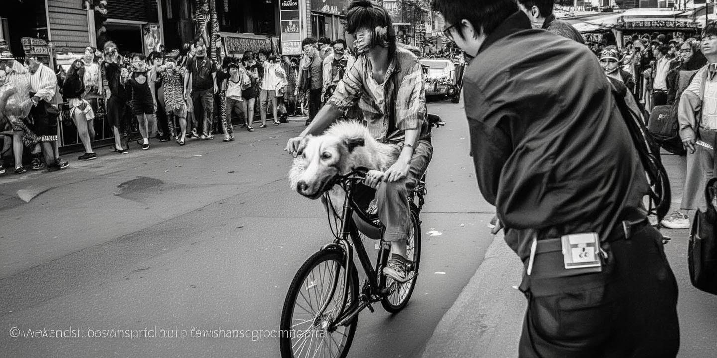 常州男子骑狗上路引热议 交警批评教育保安全