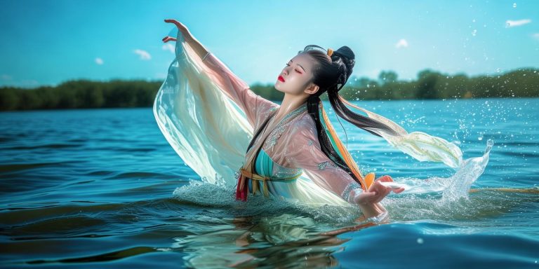 女子汉服水上漂挑战引热议 网友惊叹比仙侠剧更震撼