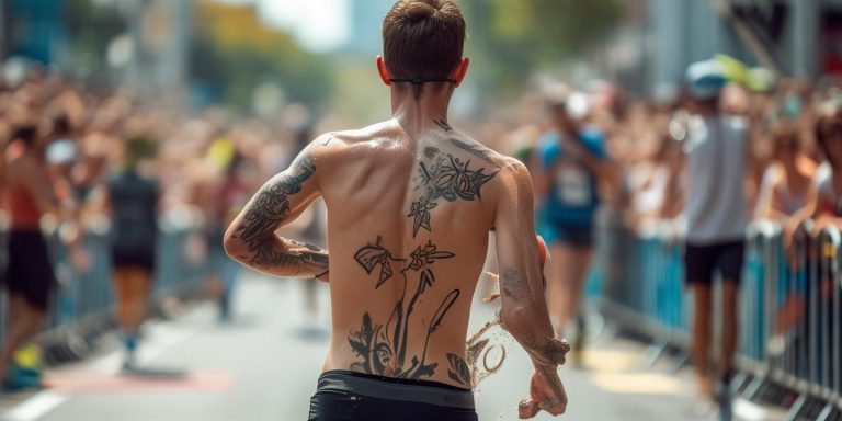 马拉松跑者开跑5米衣服被撕破全程露背参赛