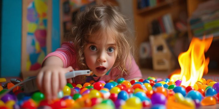 女孩玩拼豆玩具突发起火秒拔电源插头 安全警示