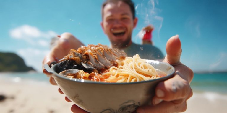 春天的第一桶海鲜泡面现抓现吃 赶海博主创意料理惊艳网友