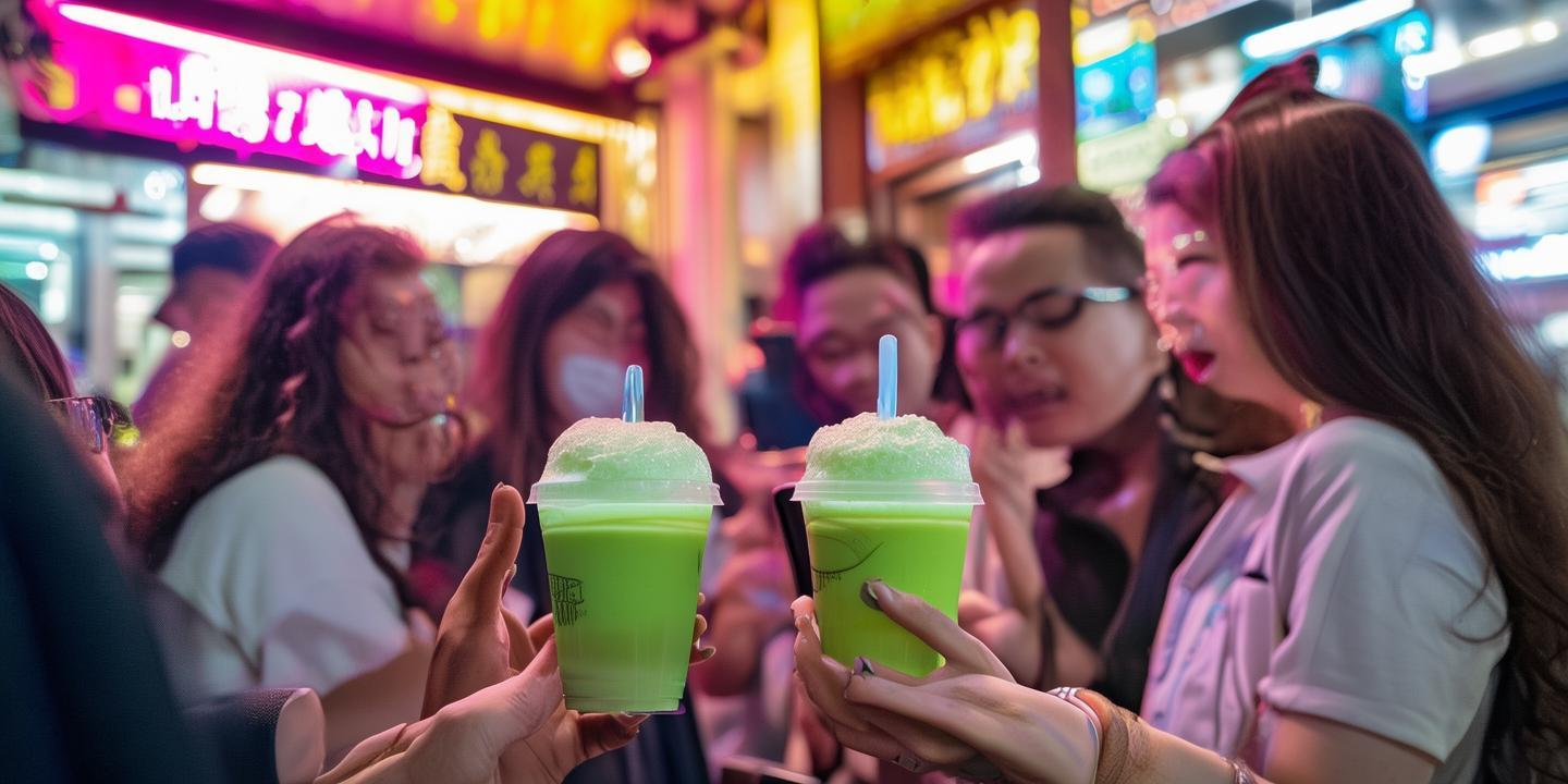 老外在上海扎堆打卡小羊抹茶饮品 网红饮品引爆社交媒体